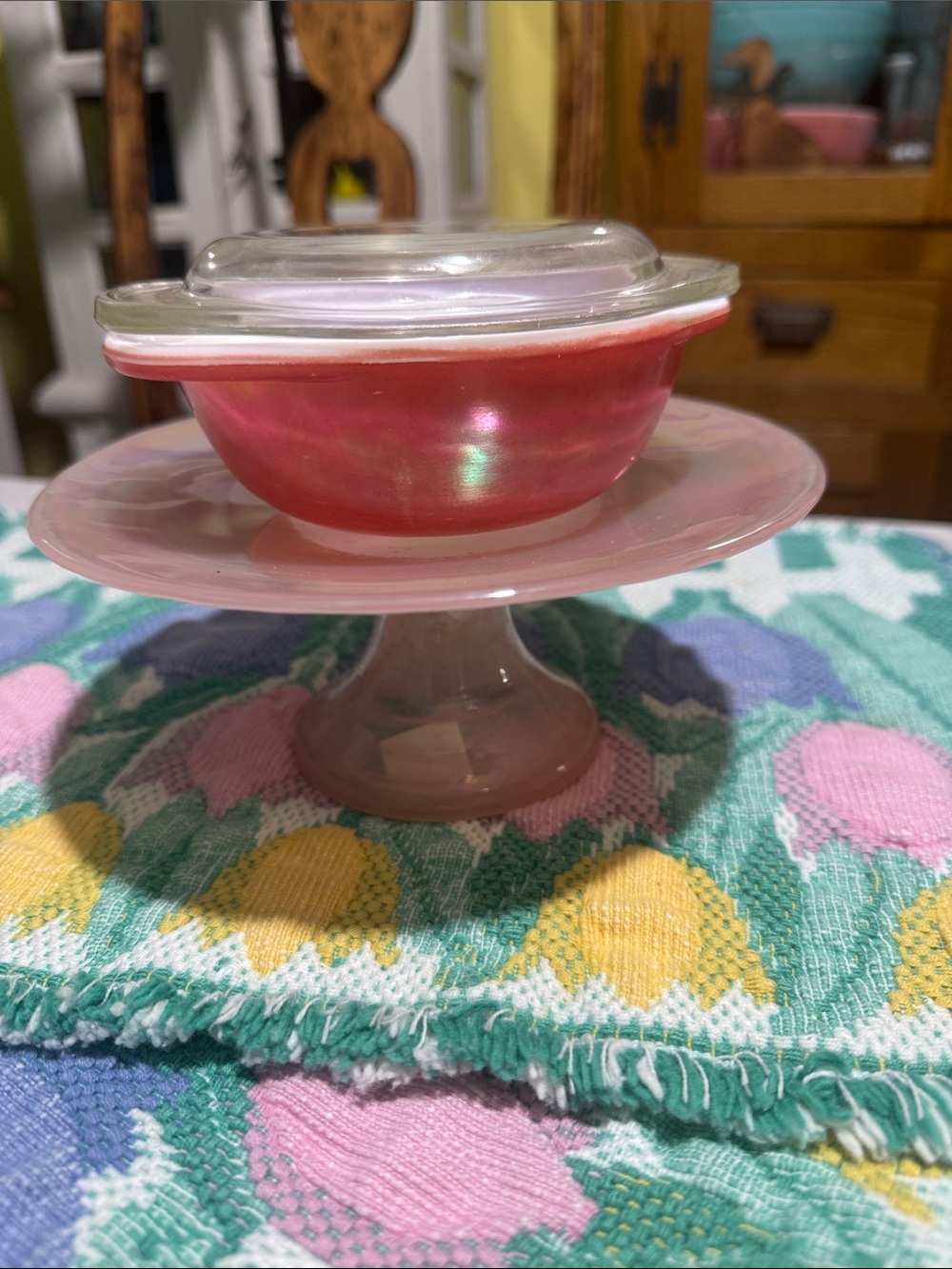 Pyrex Pink flamingo Glass Covered Bowls Set 080